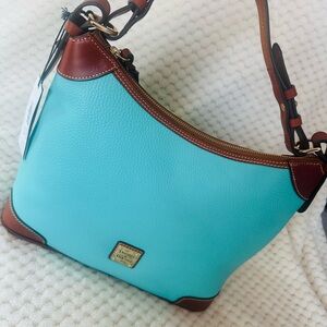 New with tags Dooney & Bourke Mint and Brown Leather Hobo Shoulder Bag Beautiful